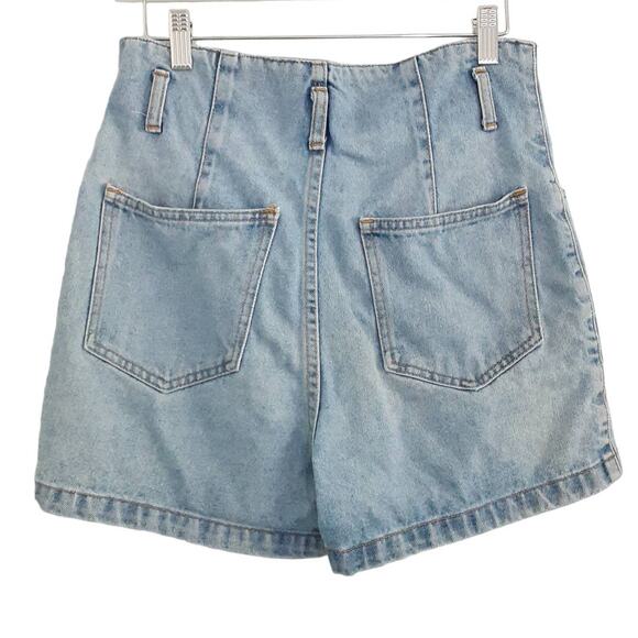 Vintage 1990s Ultra High Rise Denim Shorts Light Wash Jeans Y2K Mom Jeans - Picture 2 of 7